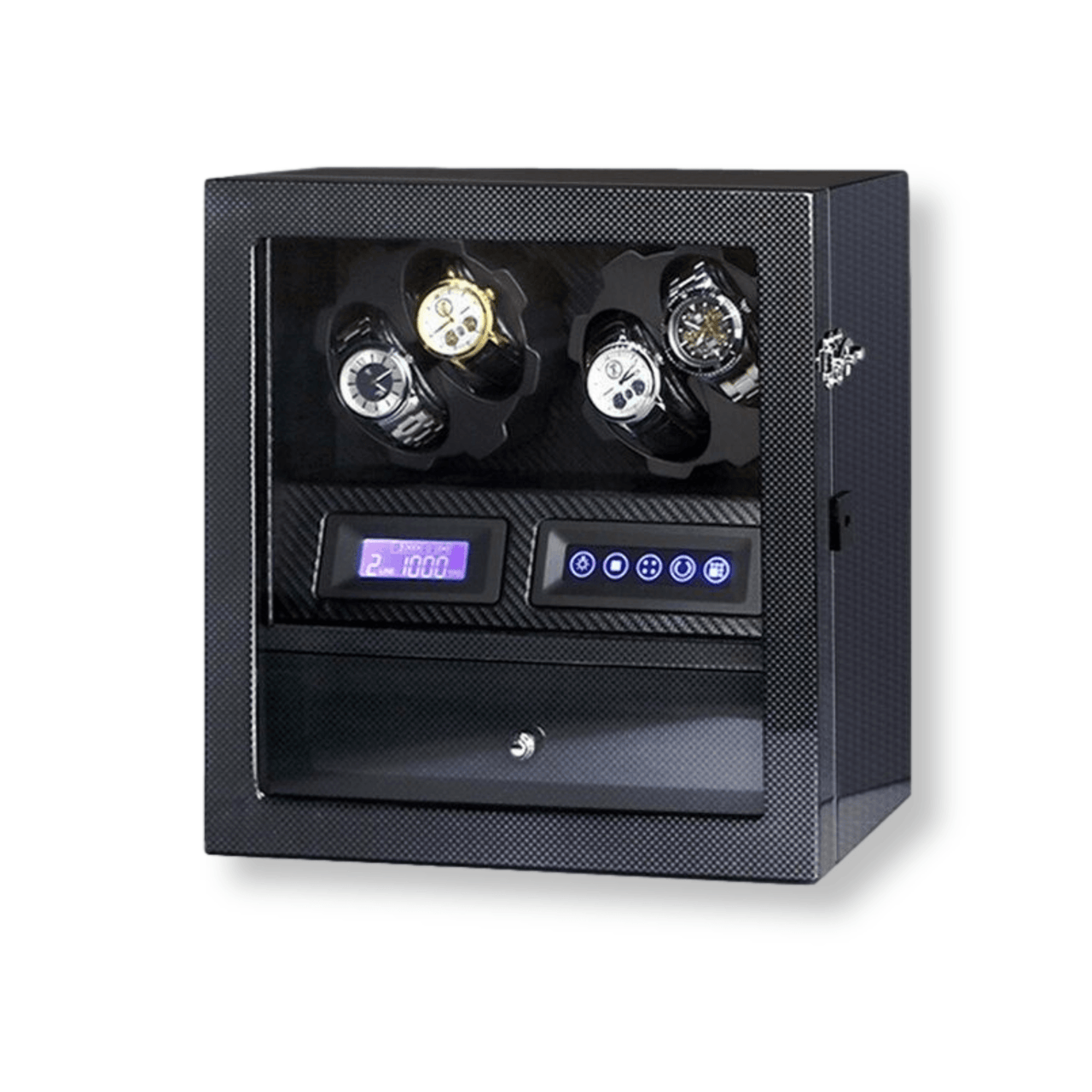 Luxury 4 Slot LED Display Watch Winder and Storage Box - watchband.direct