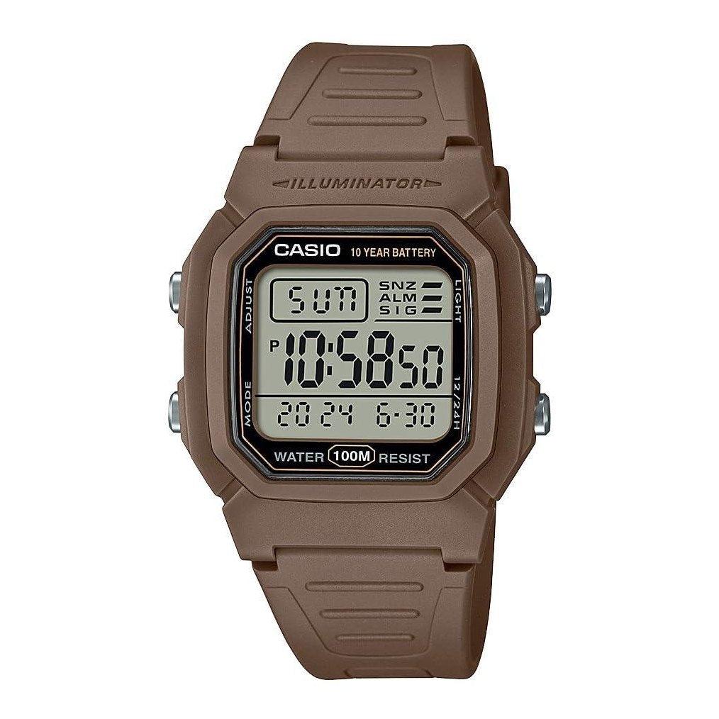 Casio W800HG Men's Digital Watch: 100M Water-Resistant, Multi-Function Alarm, Countdown Timer & 10-Year Battery - watchband.direct
