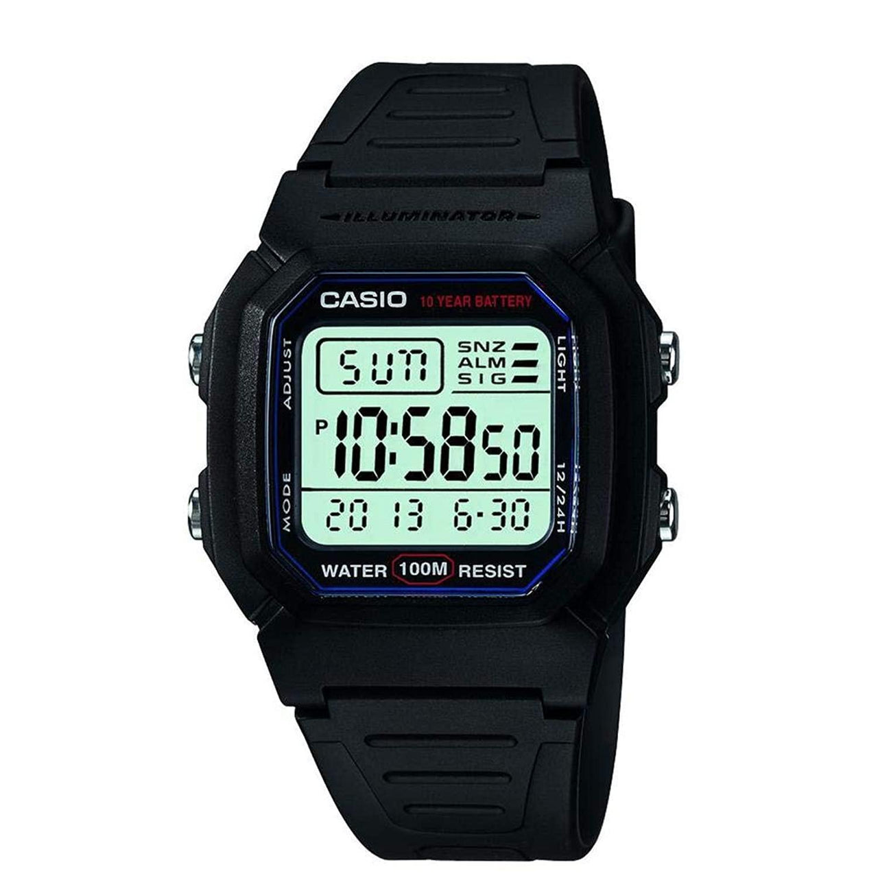 Casio W800HG Men's Digital Watch: 100M Water-Resistant, Multi-Function Alarm, Countdown Timer & 10-Year Battery - watchband.direct