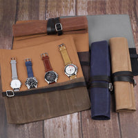 Thumbnail for Four Grid Wet Wax Canvas Watch Box - watchband.direct