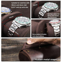 Thumbnail for Leather 2 Slots Watch Roll Case - watchband.direct