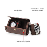 Thumbnail for Leather 2 Slots Watch Roll Case - watchband.direct