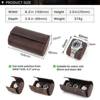 Thumbnail for Leather 2 Slots Watch Roll Case - watchband.direct