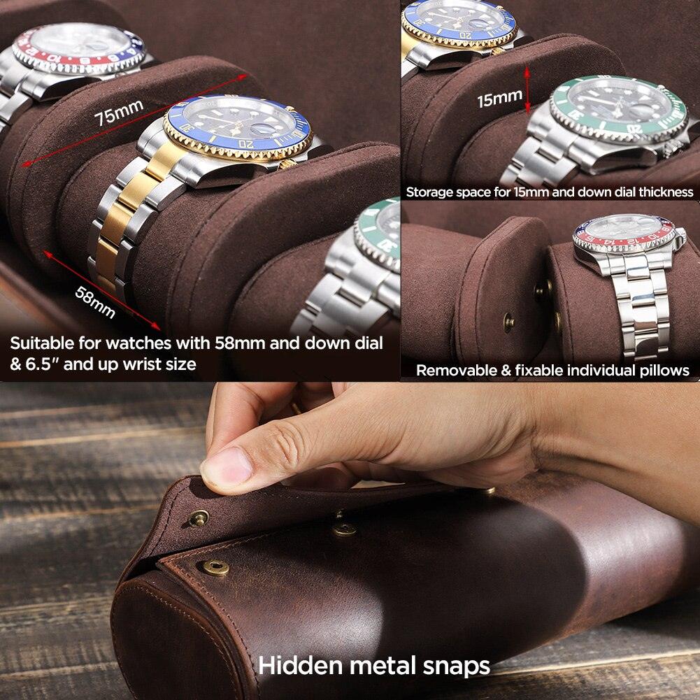 Leather 4 Slots Watch Roll Case - watchband.direct