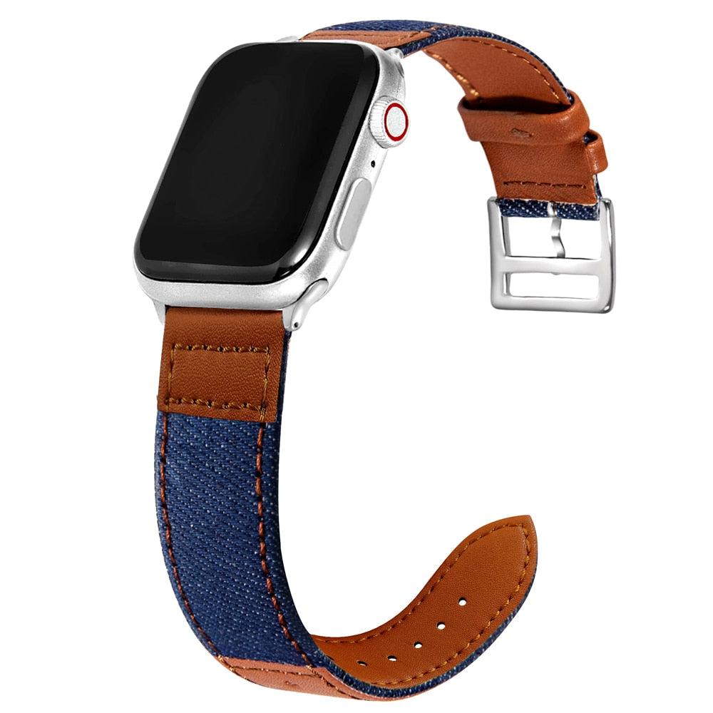 Leather Jeans Hybrid Watch Band for Apple Watch - watchband.direct