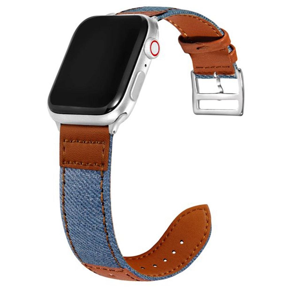 Leather Jeans Hybrid Watch Band for Apple Watch - watchband.direct