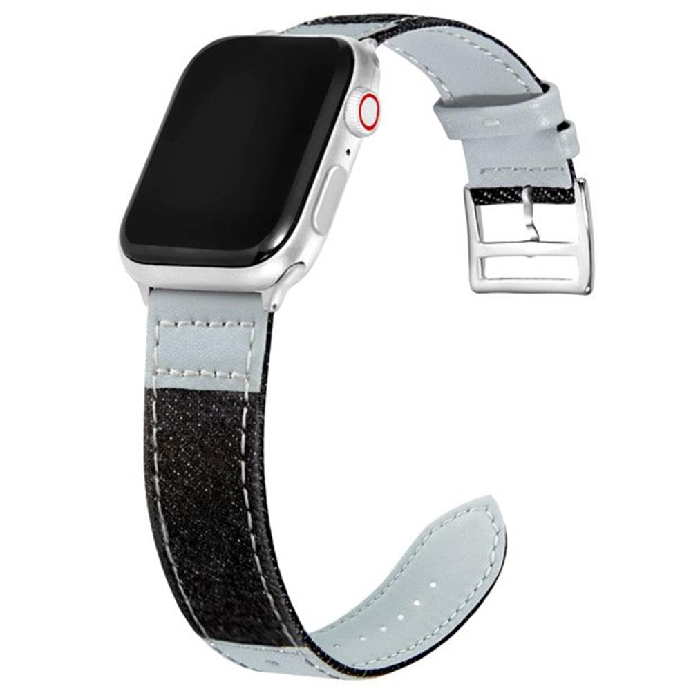 Leather Jeans Hybrid Watch Band for Apple Watch - watchband.direct