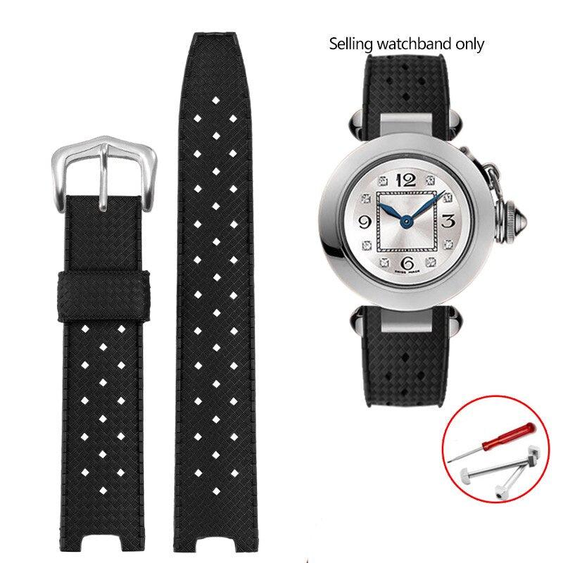 Rubber Silicone Notched Strap for Cartier Pasha - watchband.direct