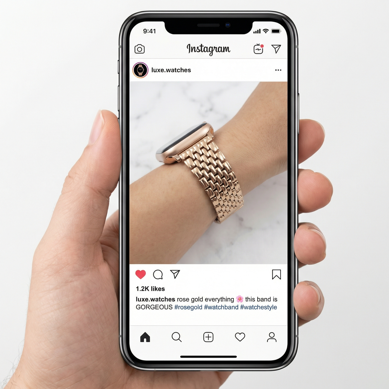 9-beads Solid Stainless Steel Watch Band - Customer Instagram review
