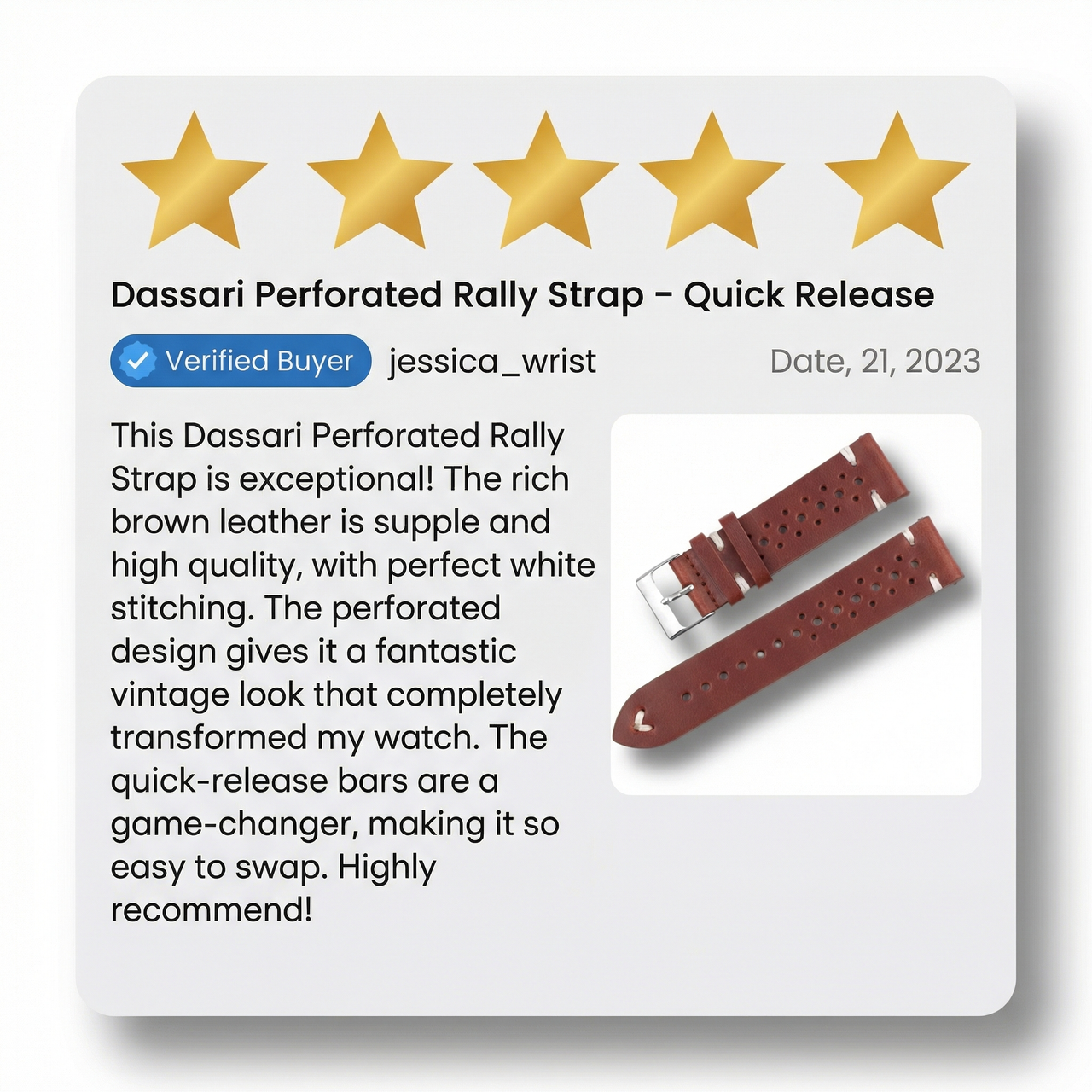 Dassari Perforated Rally Strap – Quick Release - 5-Star Review