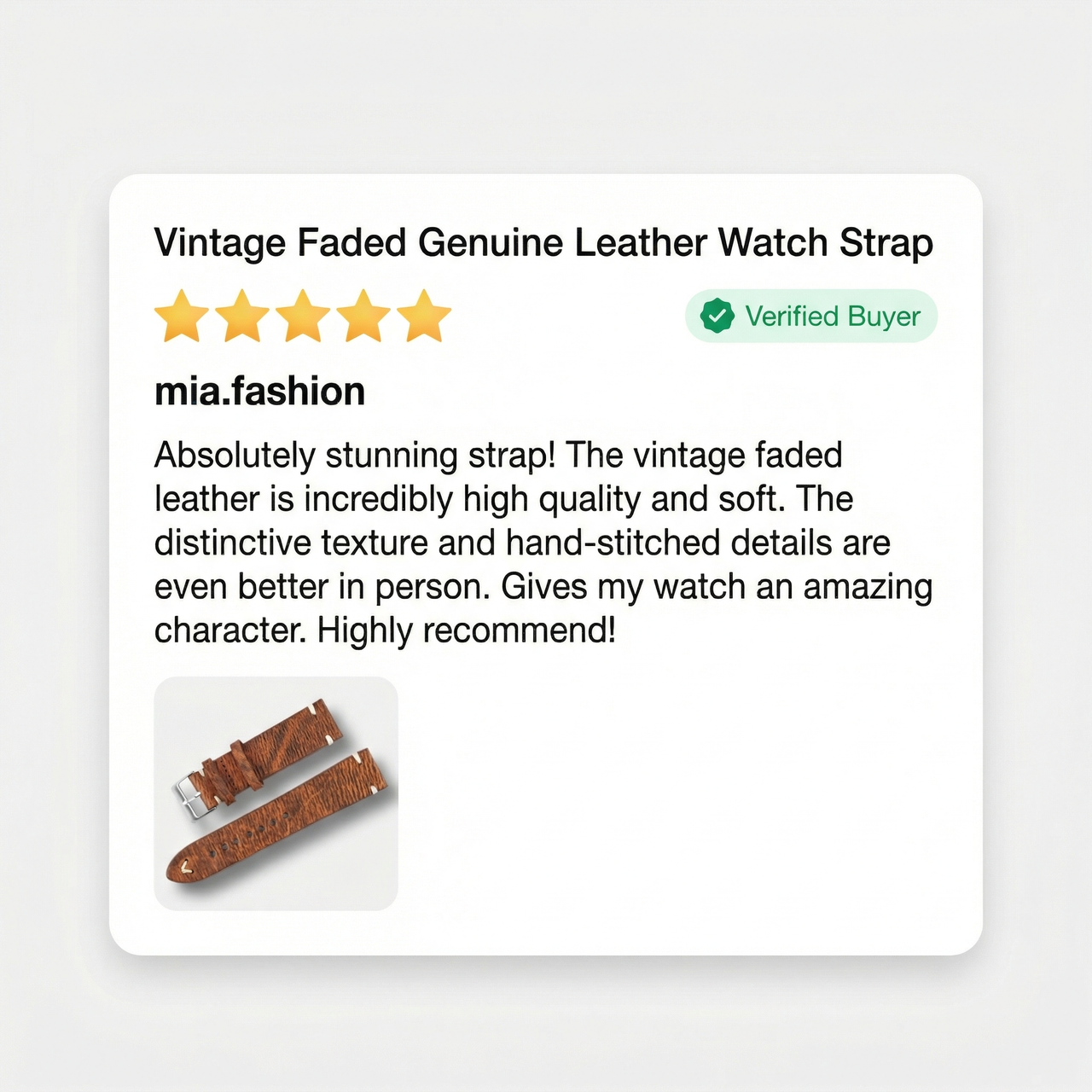Vintage Faded Genuine Leather Watch Strap - 5-Star Review