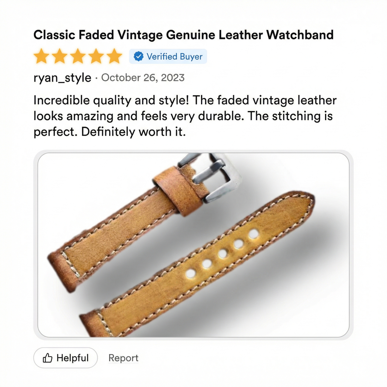 Classic Faded Vintage Genuine Leather Watchband - 5-Star Review