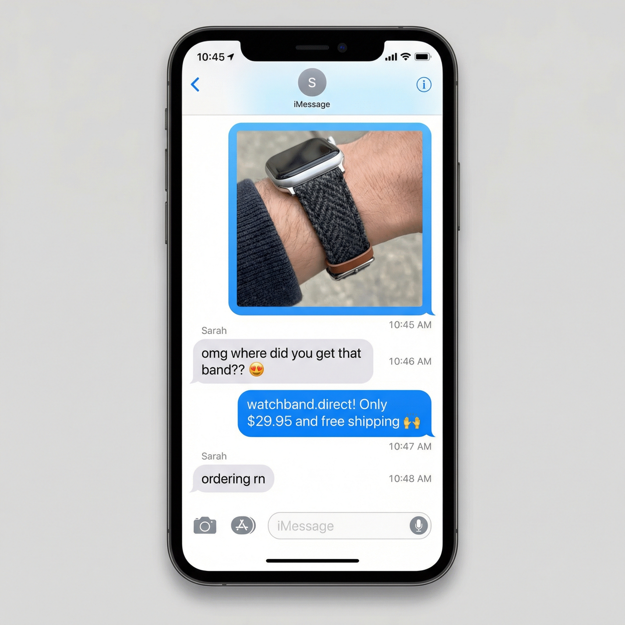 Tweed Leather Watchband with Quick Release - Imessage Chat