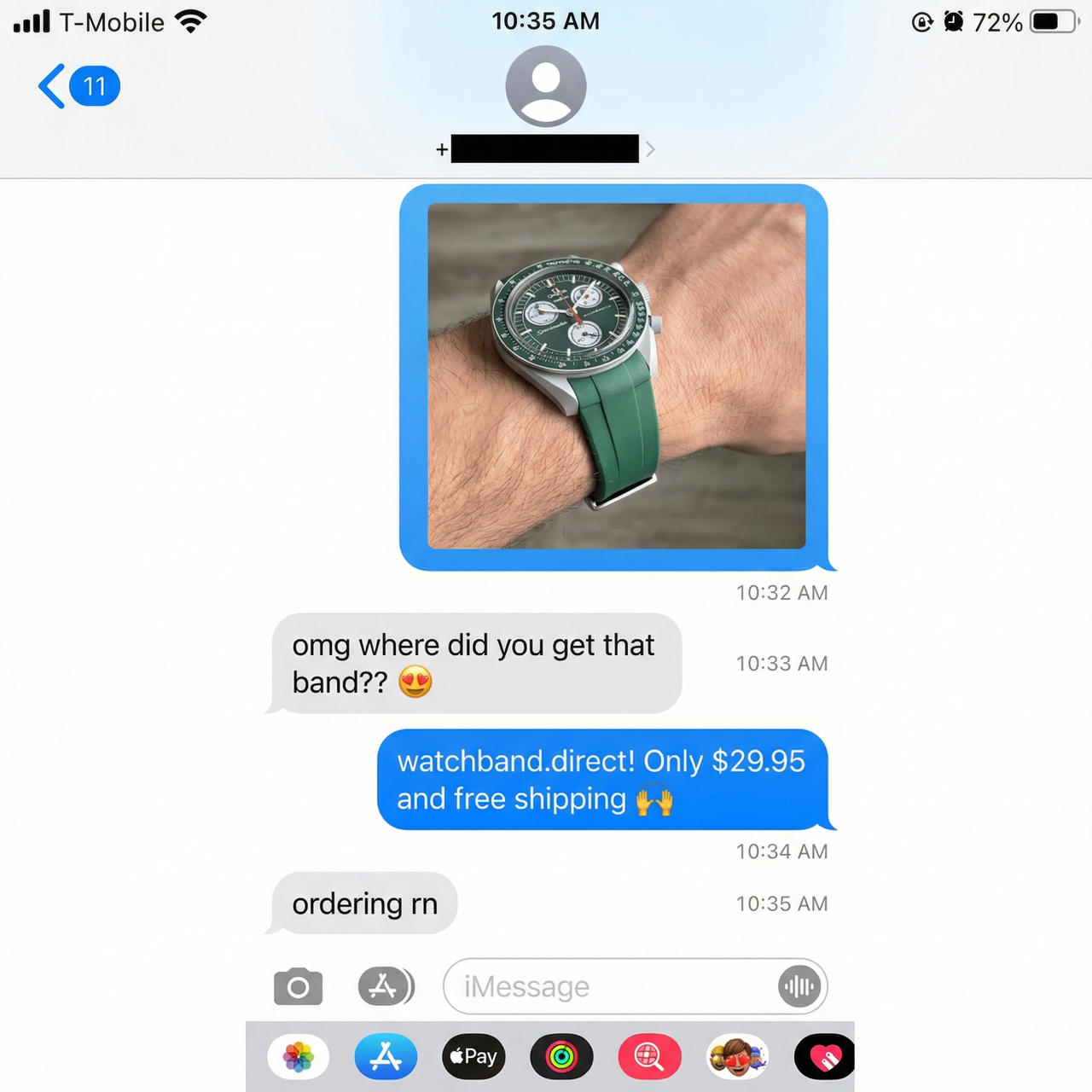 Unicolor Curved End Rubber Strap for Omega X Swatch MoonSwatch - Imessage Chat