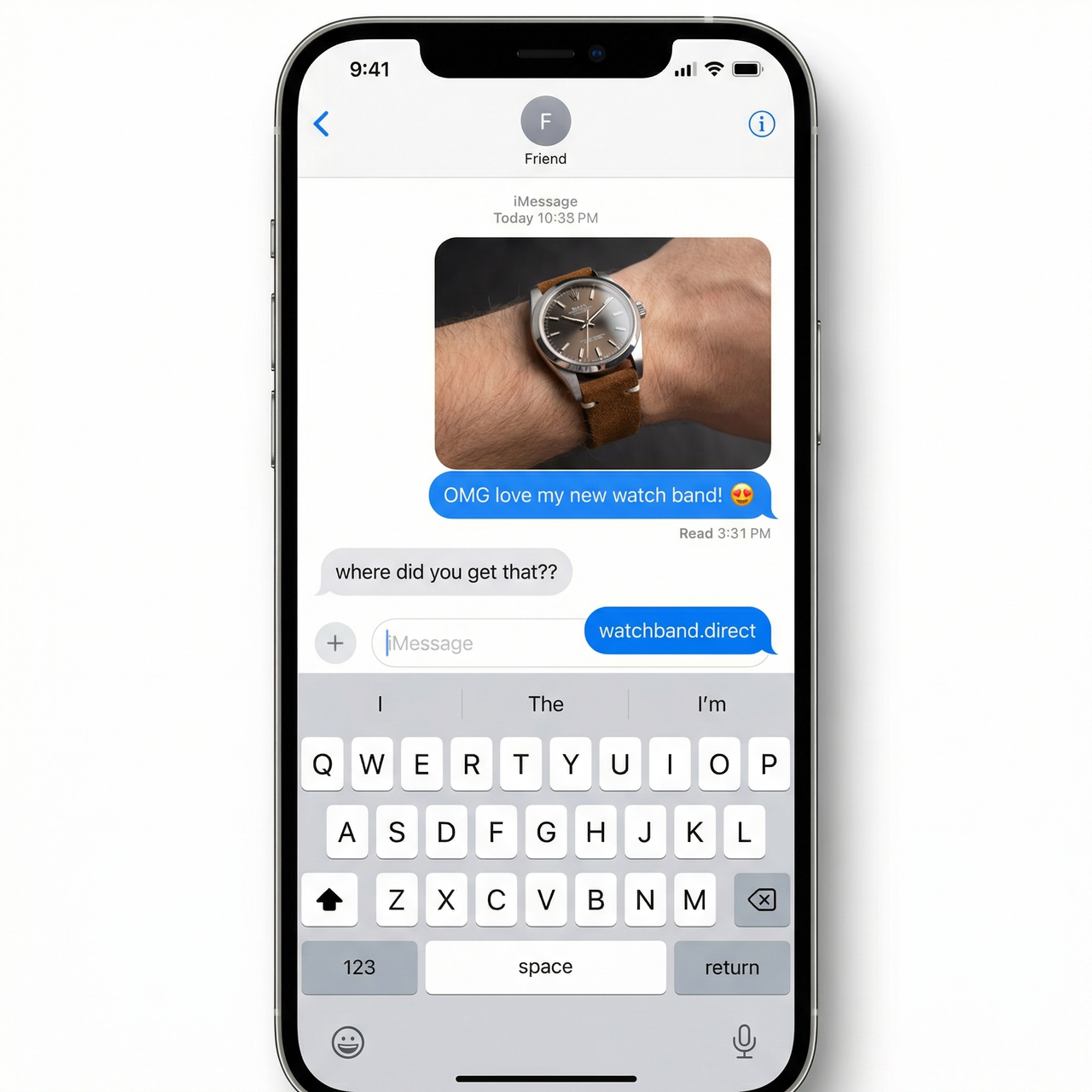 Classic Suede Leather Quick Release Watchstrap - iMessage Chat
