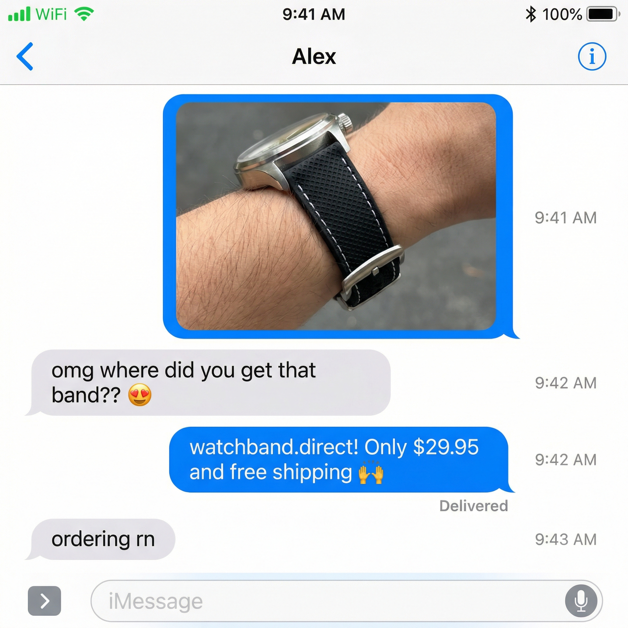 Rubber Stitched Aviator Strap - Imessage Chat