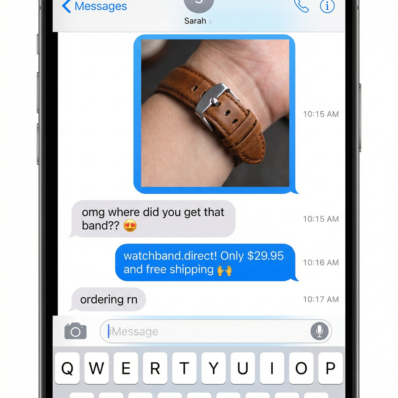 Crazy Horse Genuine Leather Watchband - Imessage Chat