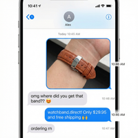 Thumbnail for Leather Watch Band with Butterfly Deploymant Buckle - Imessage Chat