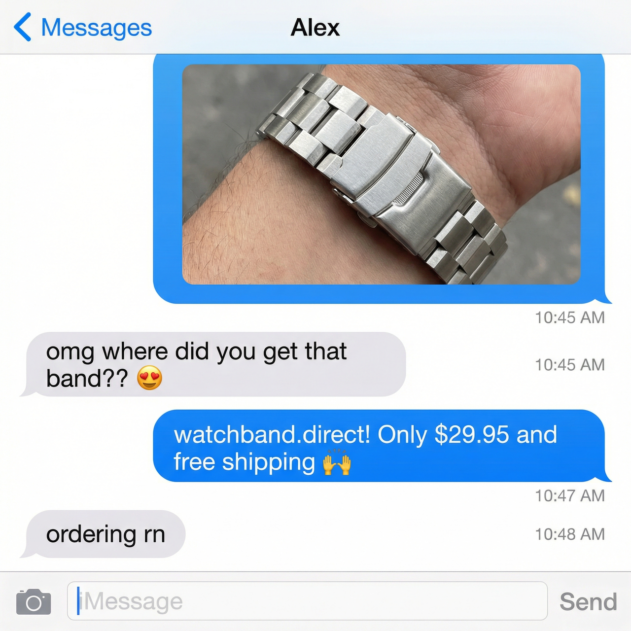 Cubic Link Solid Stainless Steel Strap - Imessage Chat