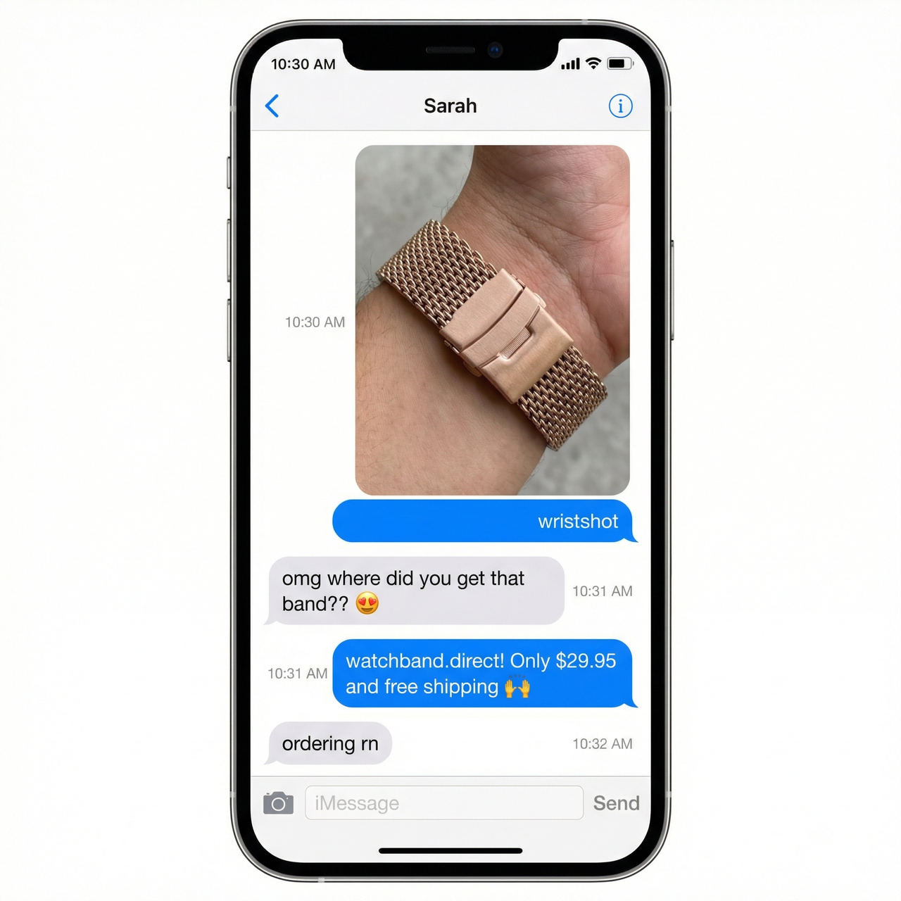 Milanese Mesh Strap with Folding Buckle - Imessage Chat