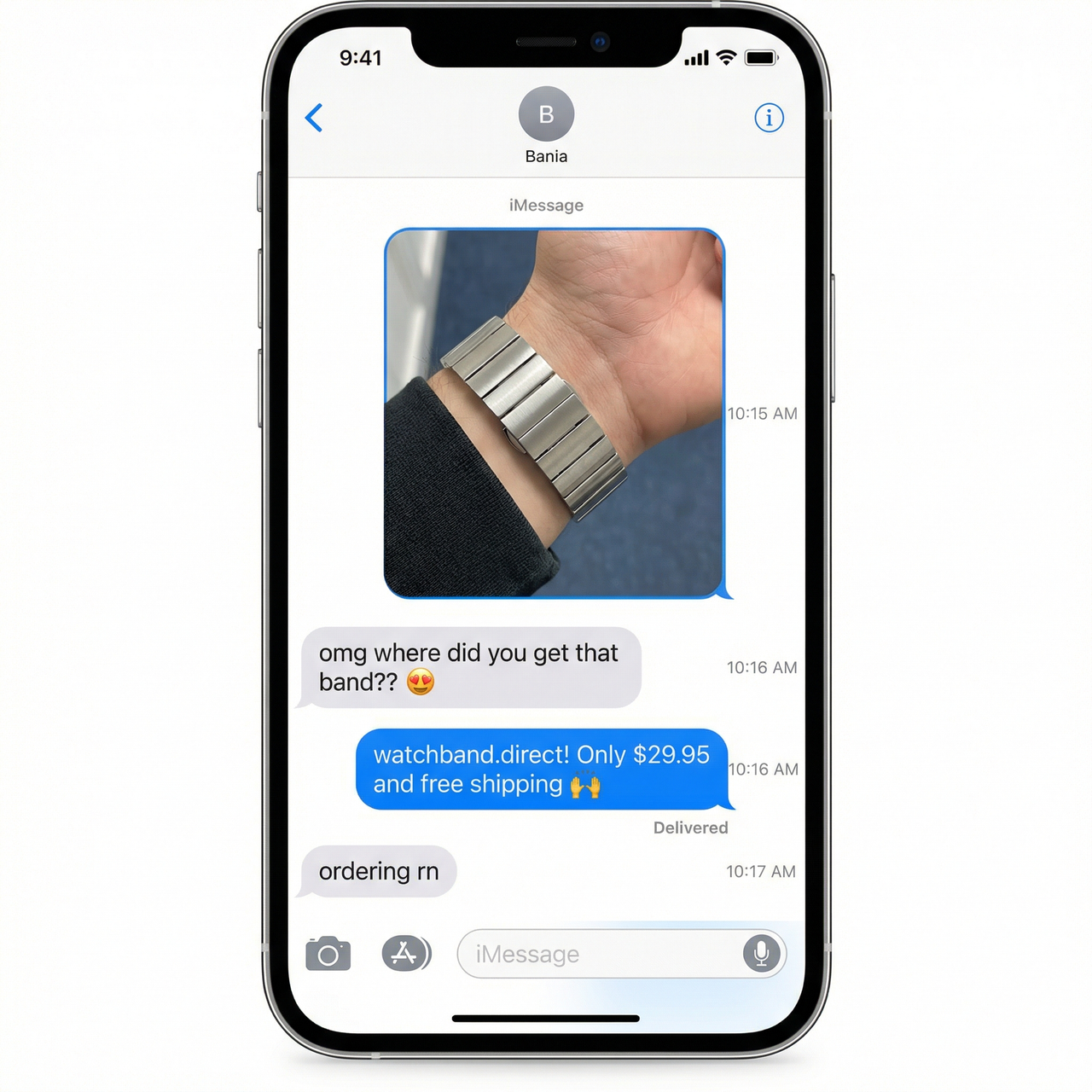 Solid Stainless Steel Metal Strap - Imessage Chat
