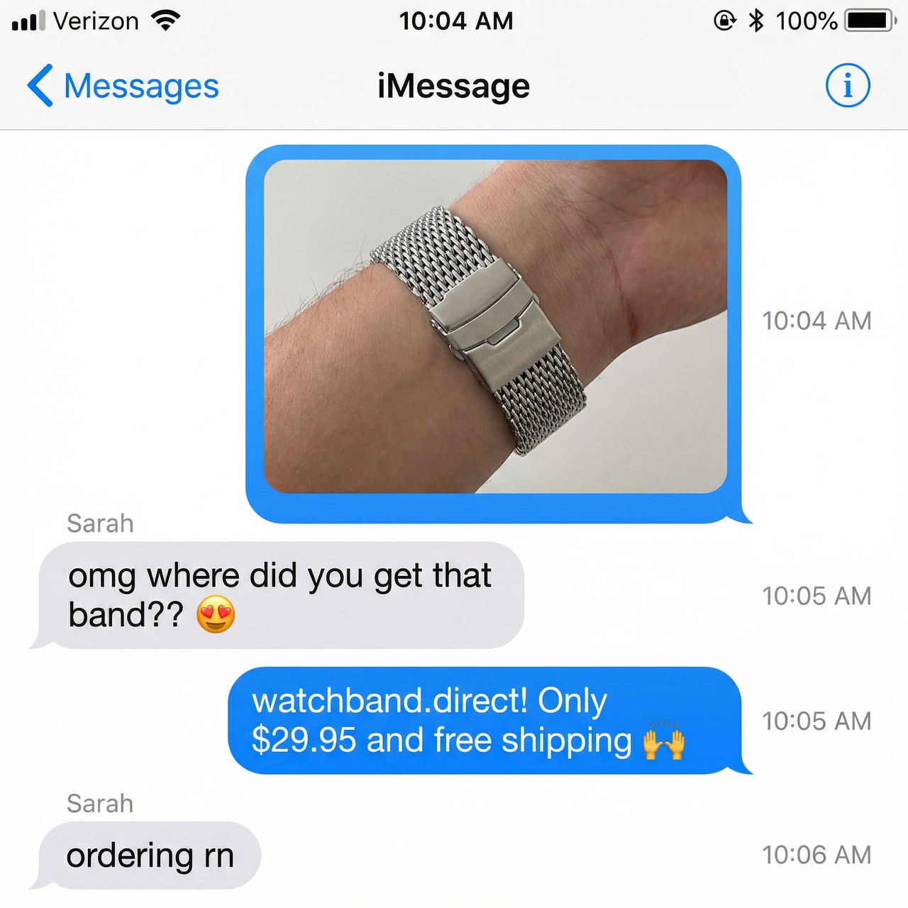 High Quality Universal Milanese Watchband with Folding Buckle - Imessage Chat