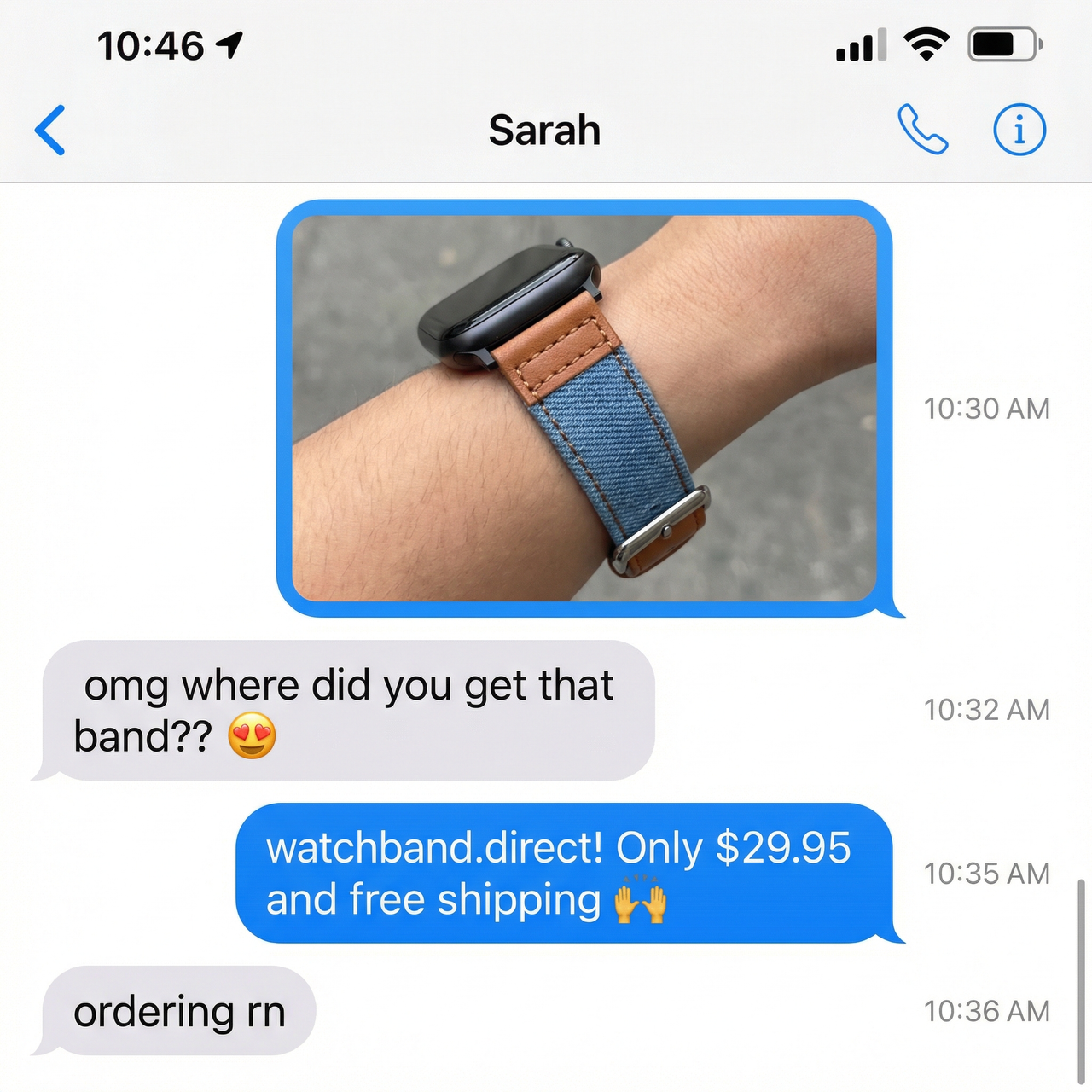 Leather Jeans Hybrid Watch Band for Apple Watch - Imessage Chat