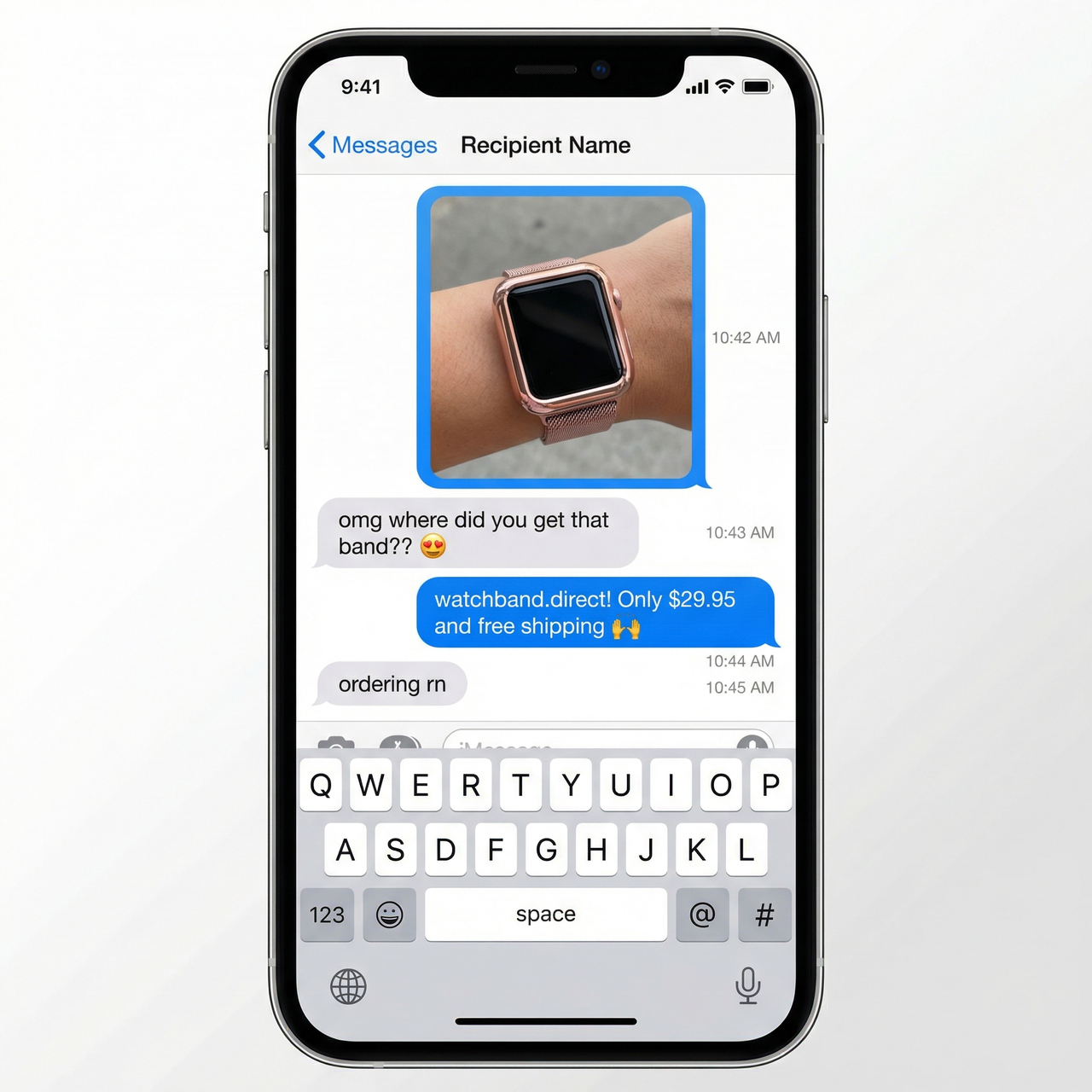 Case and Milanese Loop Strap for Apple Watch - Imessage Chat