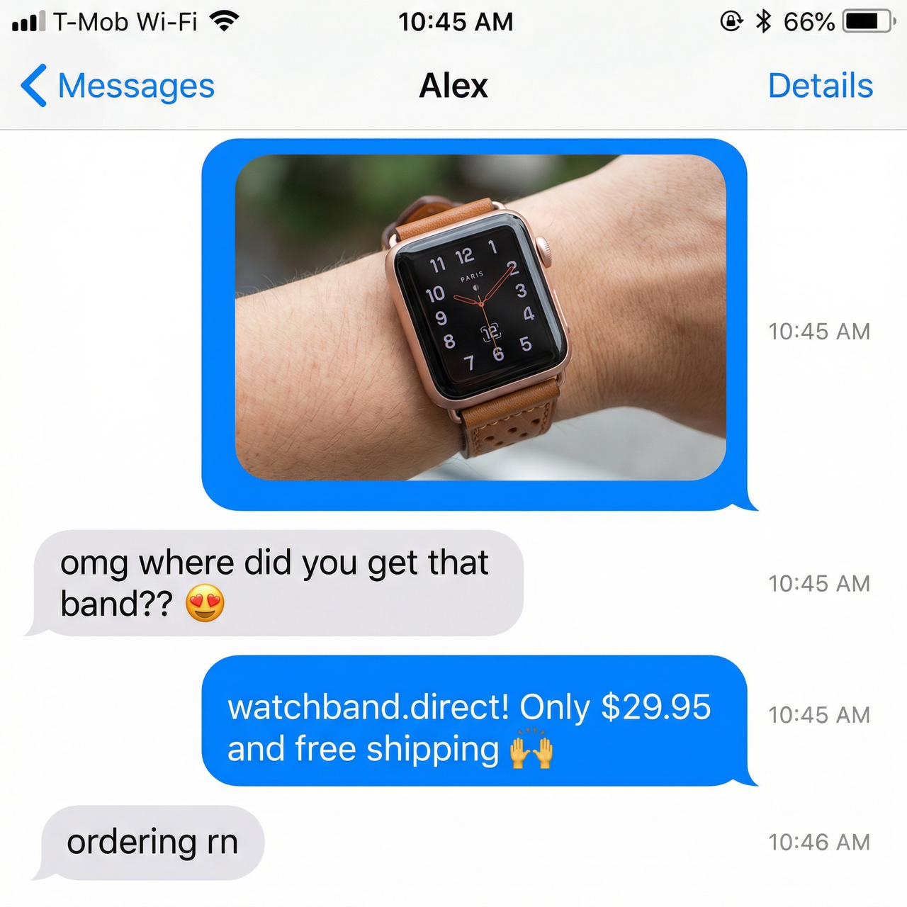 Cowhide Leather Strap for Apple Watch - Imessage Chat