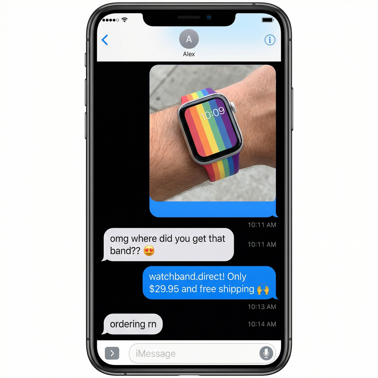 Pride Silicone Apple Watch Strap - Imessage Chat
