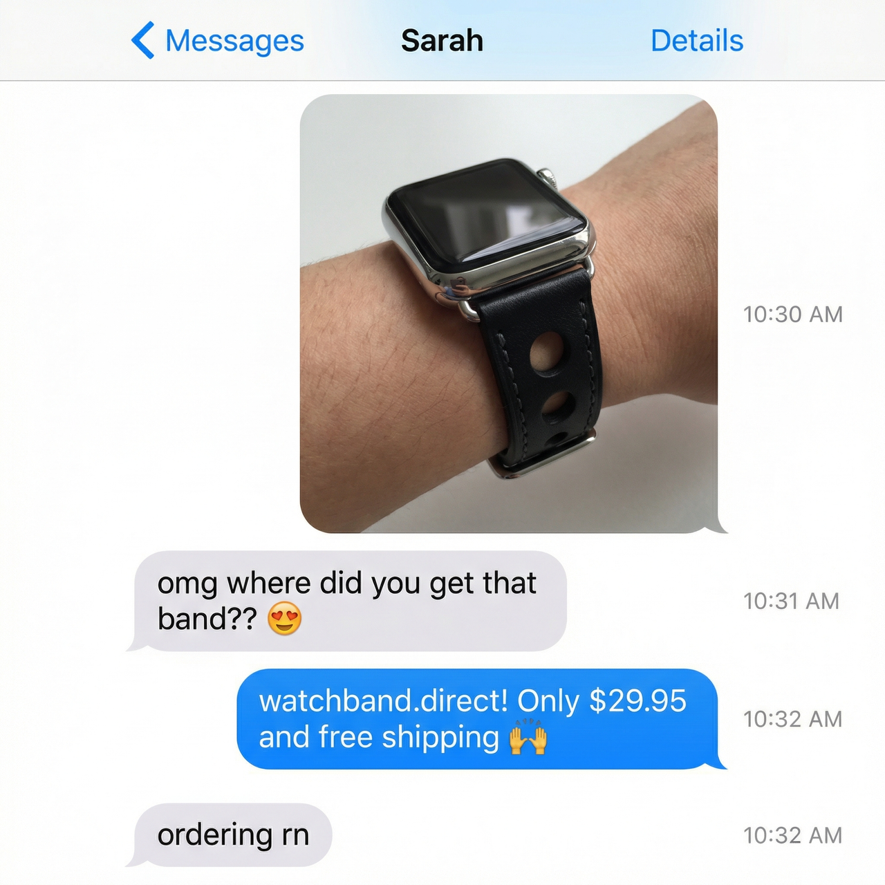 Genuine Single Tour Leather Loop for Apple Watch - Imessage Chat