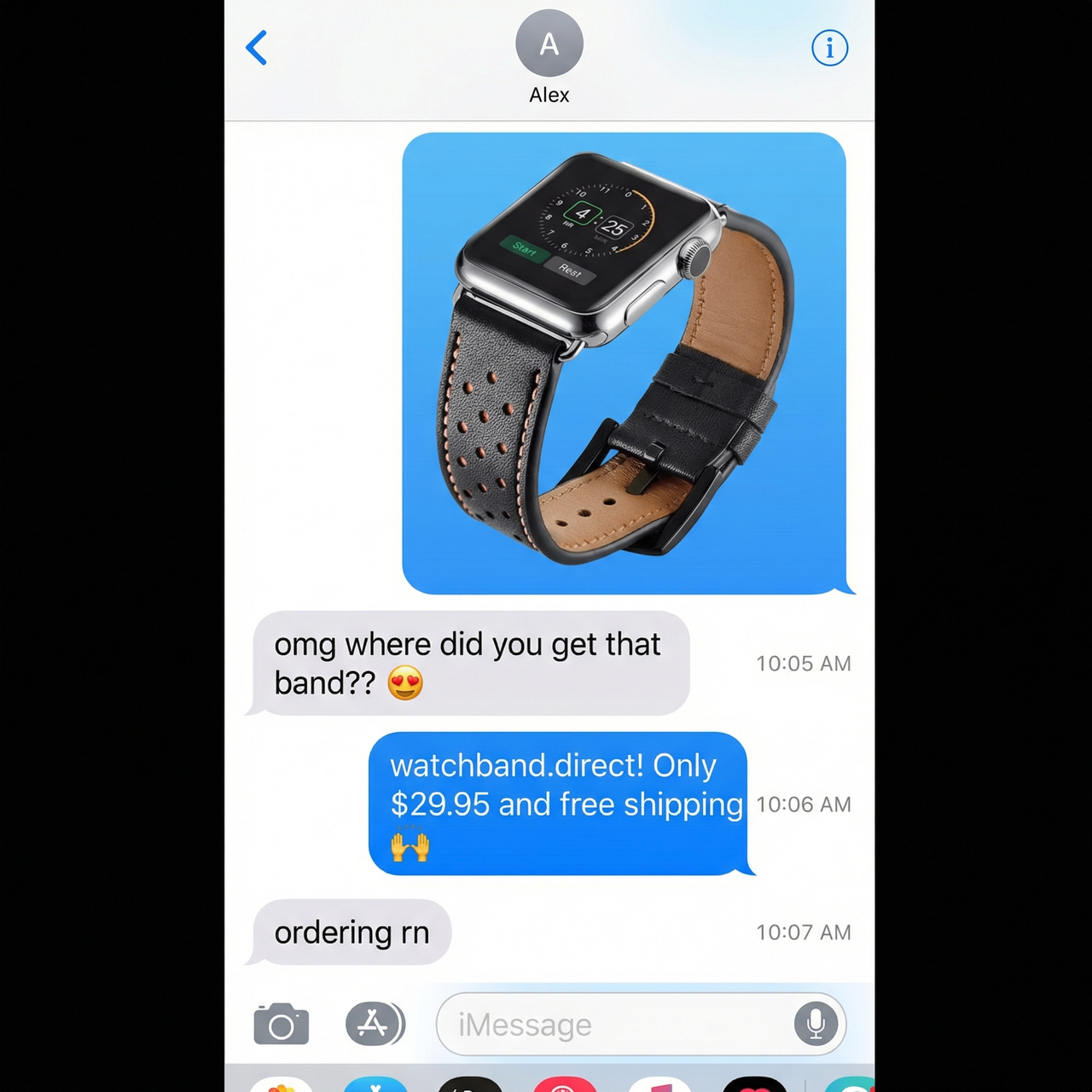 Racing Leather Strap for Apple Watch - Imessage Chat
