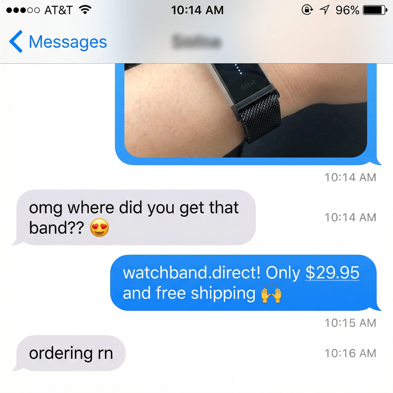 Stainless Steel Strap & Link for Fitbit Alta HR / Alta - Imessage Chat