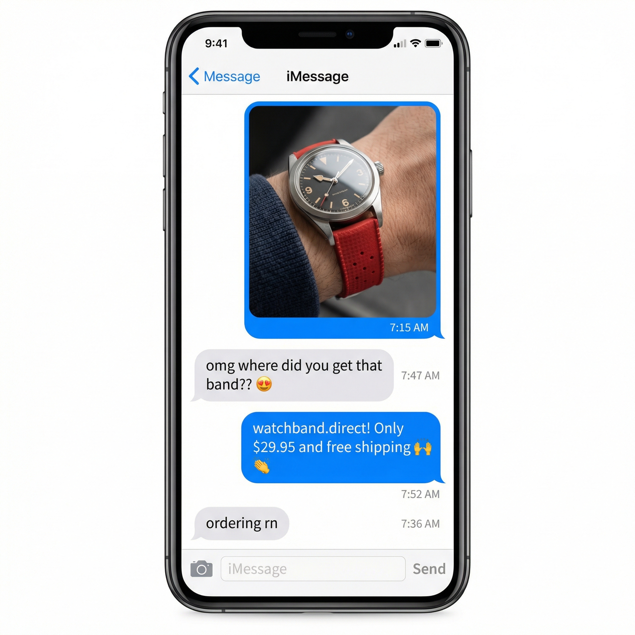 Premium-Grade Tropical Style Rubber Watch Strap with Quick-Release - Imessage Chat