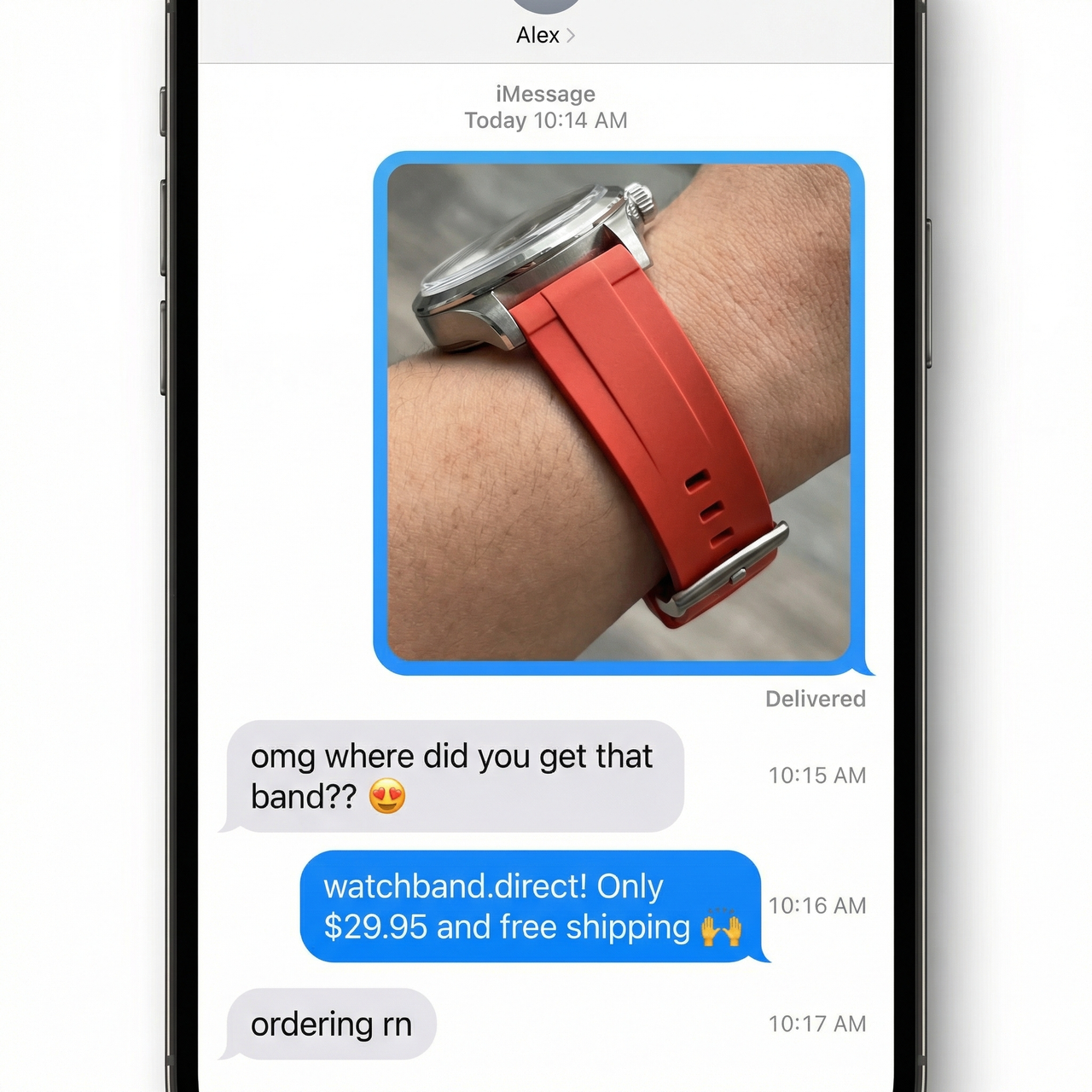 Premium-Grade Fluorine Rubber Quick-Release Watch Strap - Imessage Chat