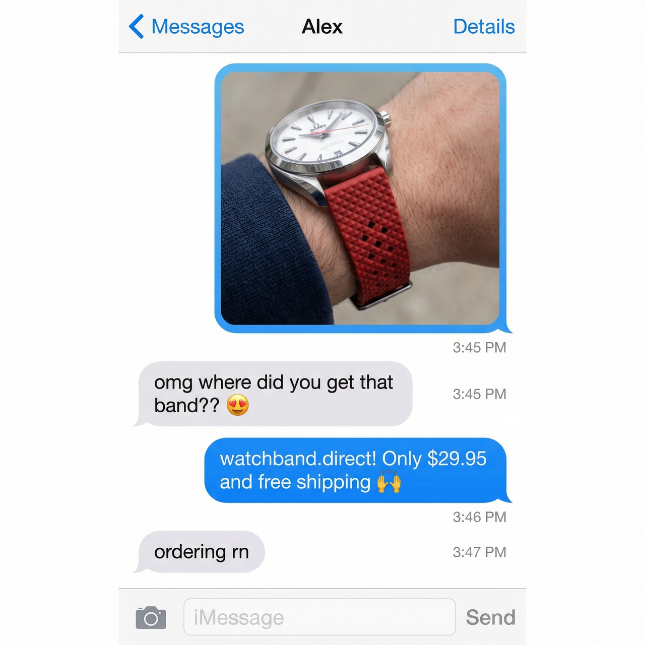 Honeycomb Rubber Breathable Watch Strap With Quick Release - Imessage Chat