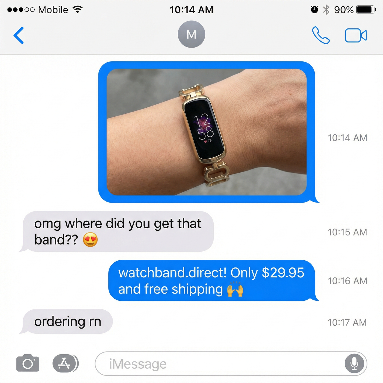 Metal Link Strap Fitbit Luxe - Imessage Chat