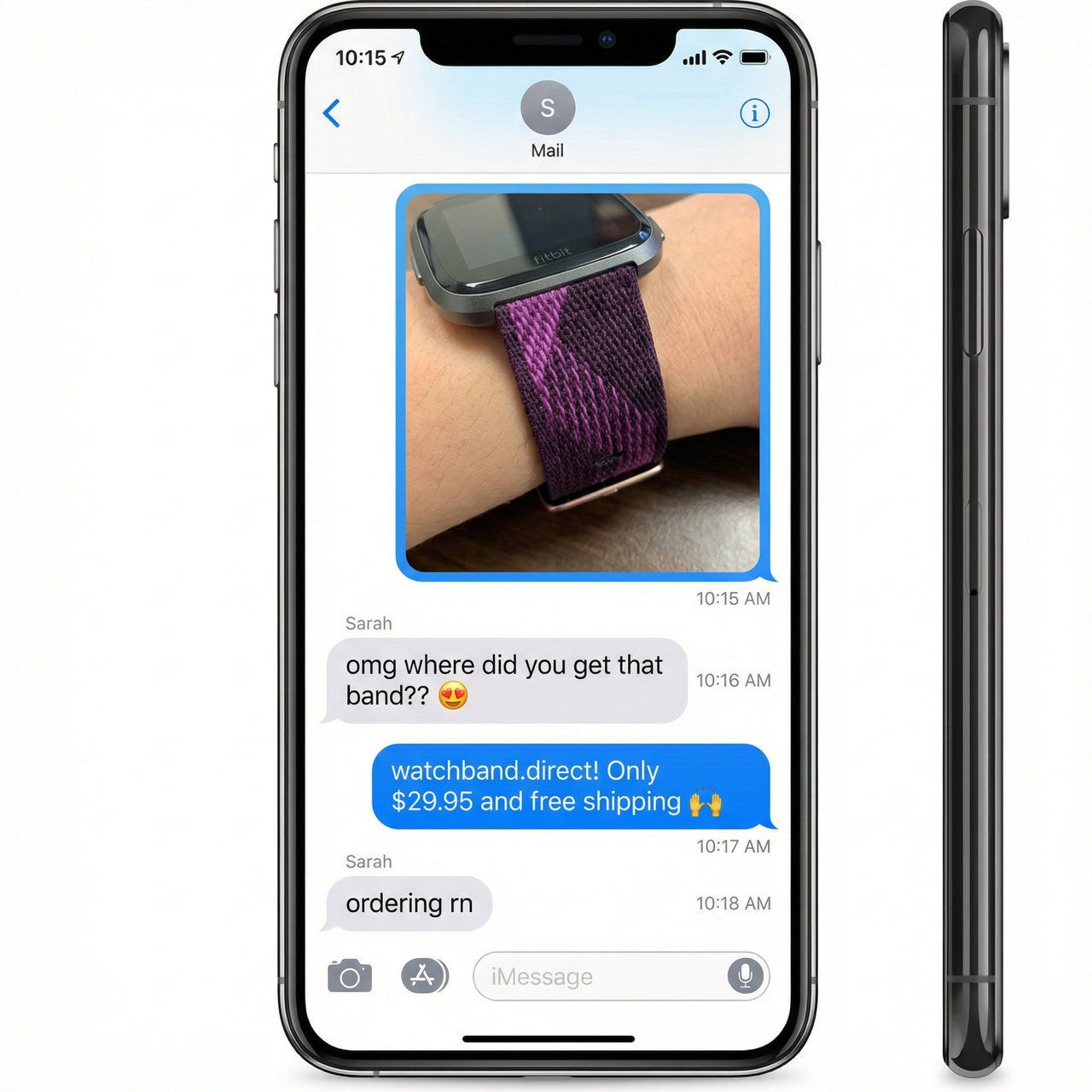 Breathable Woven Fabric Bands for  Fitbit Versa / Versa 2 / Versa Lite - Imessage Chat