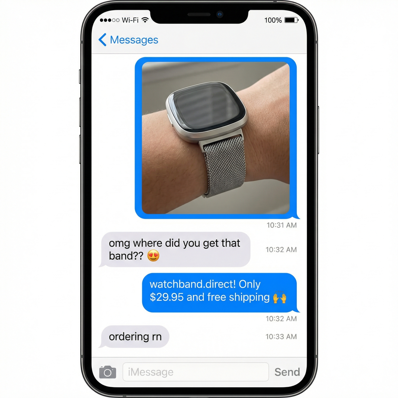 Magnet Lock Metal Strap for Fitbit Versa 3 / Sense - Imessage Chat