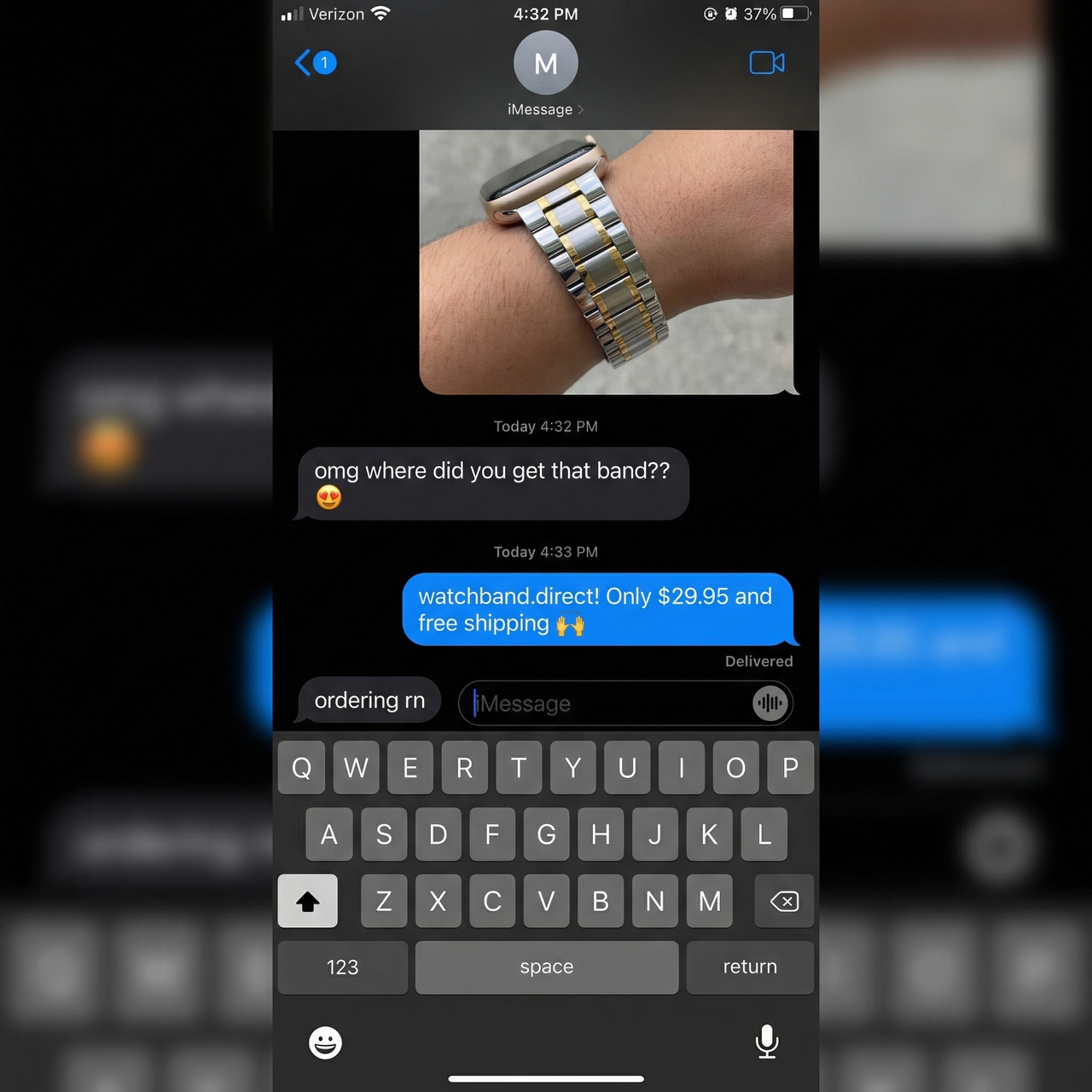 Stainless Steel Bracelet Watch Strap - Imessage Chat