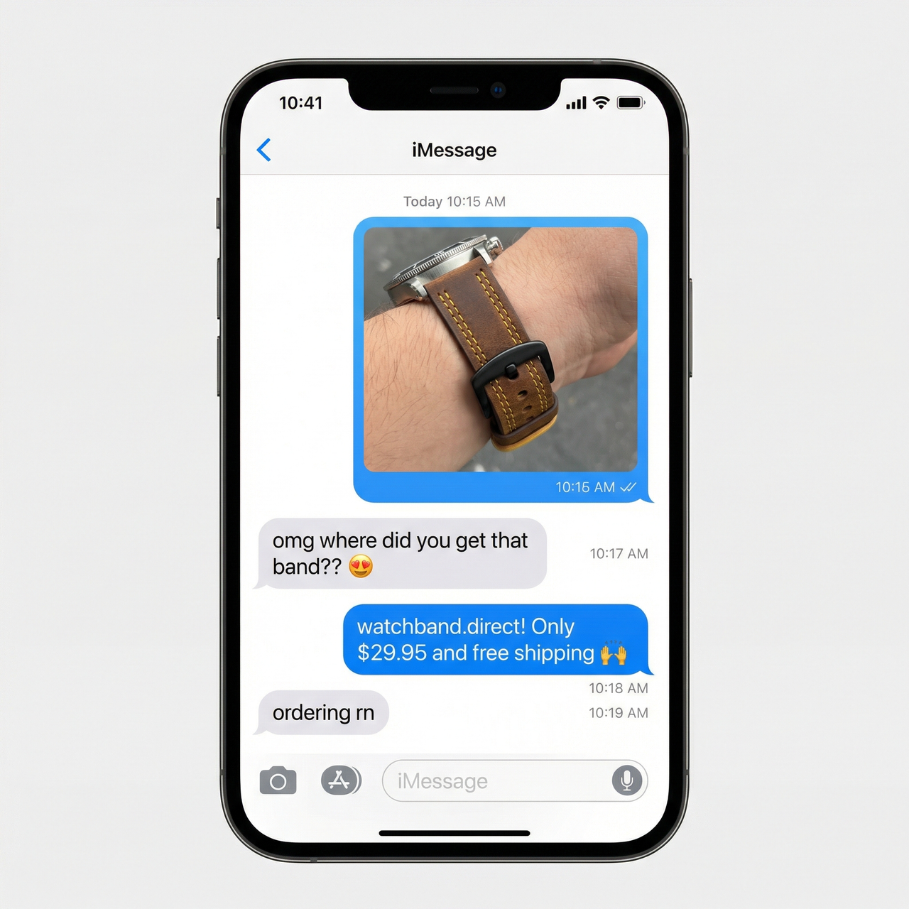 Top Grain Genuine Leather Watch Band with Quick Release - Imessage Chat