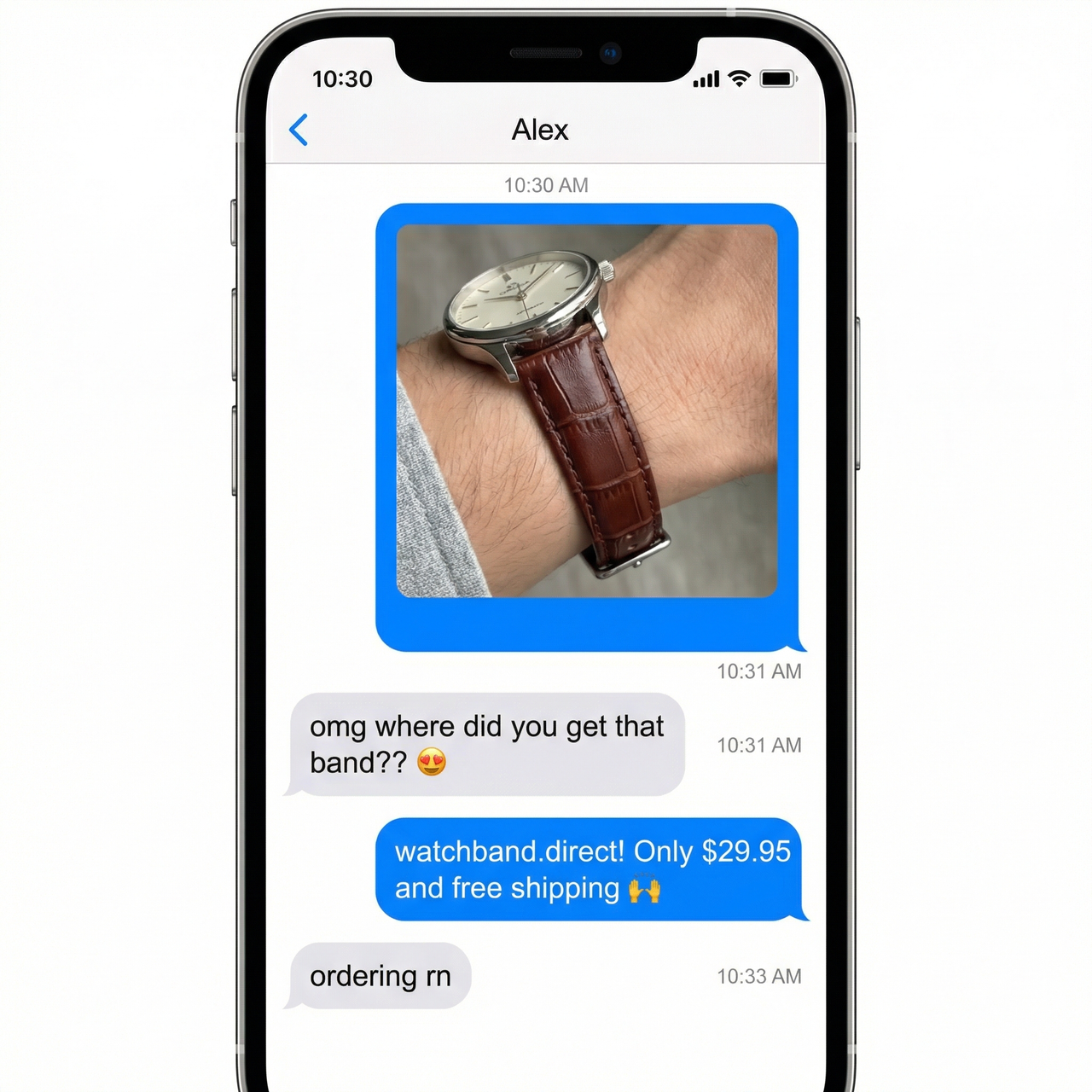 Classic Aligator Print Leather Watchband - Imessage Chat