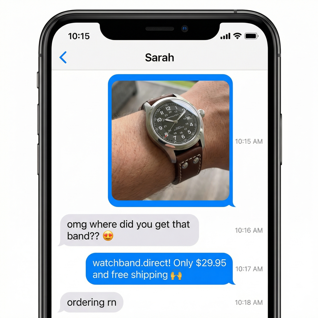 Leather Strap for Hamilton Khaki Field - Imessage Chat