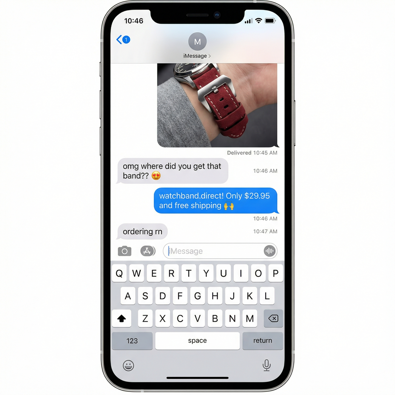 Genuine Matte Cowhide Watch Strap - Imessage Chat