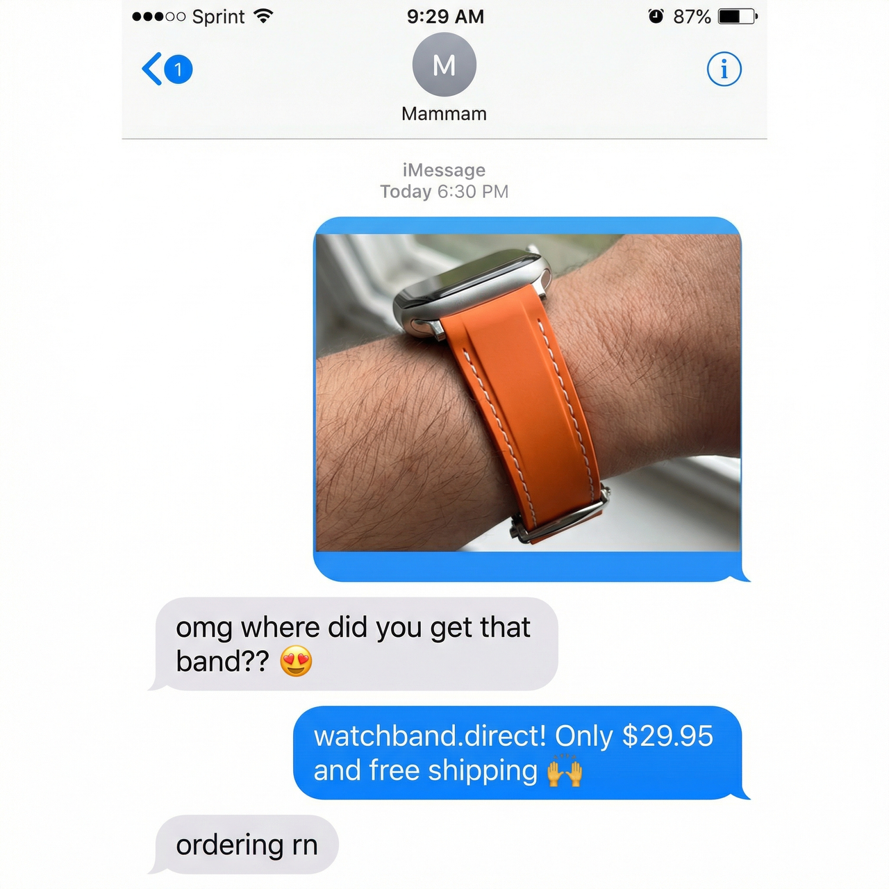 Curved End Rubber Silicone Watch Bands - Imessage Chat