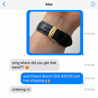Thumbnail for Genuine Leather Notched Butterfly Buckle Watchband - Imessage Chat