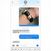 Thumbnail for Crocodile Structured Leather Watchband with Deployment Clasp - Imessage Chat