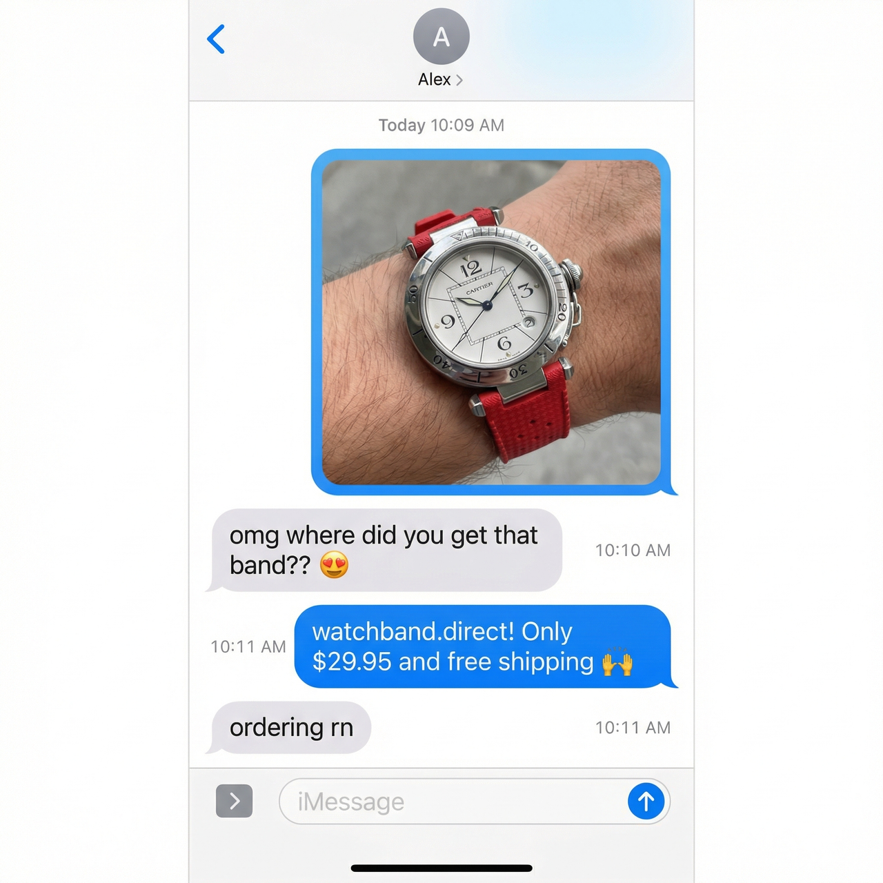 Rubber Silicone Notched Strap for Cartier Pasha - Imessage Chat