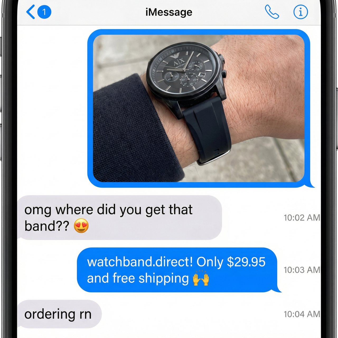 Silicone Notched Watchband for Armani AX - Imessage Chat