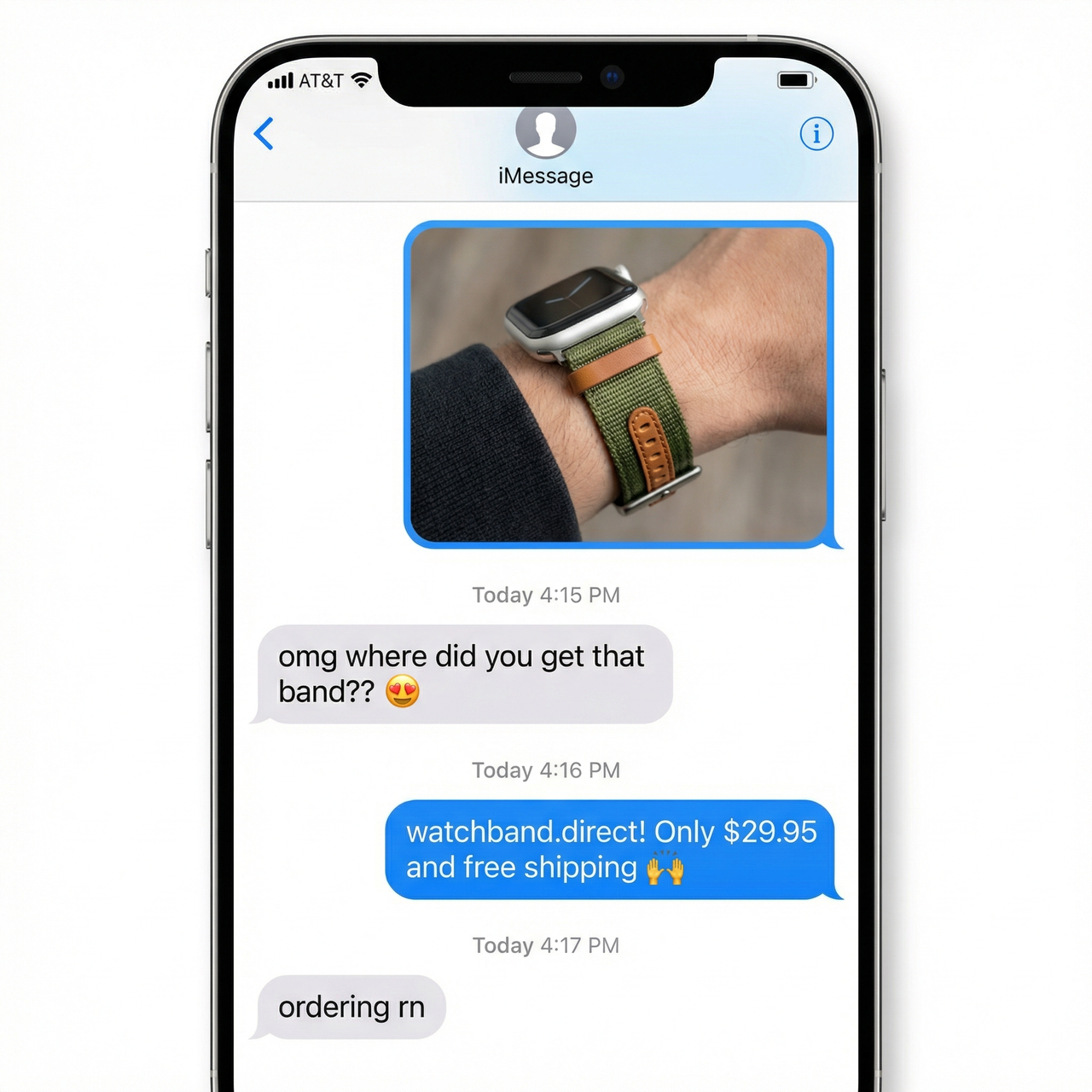 Nylon Leather Seatbelt Watch Strap - Imessage Chat